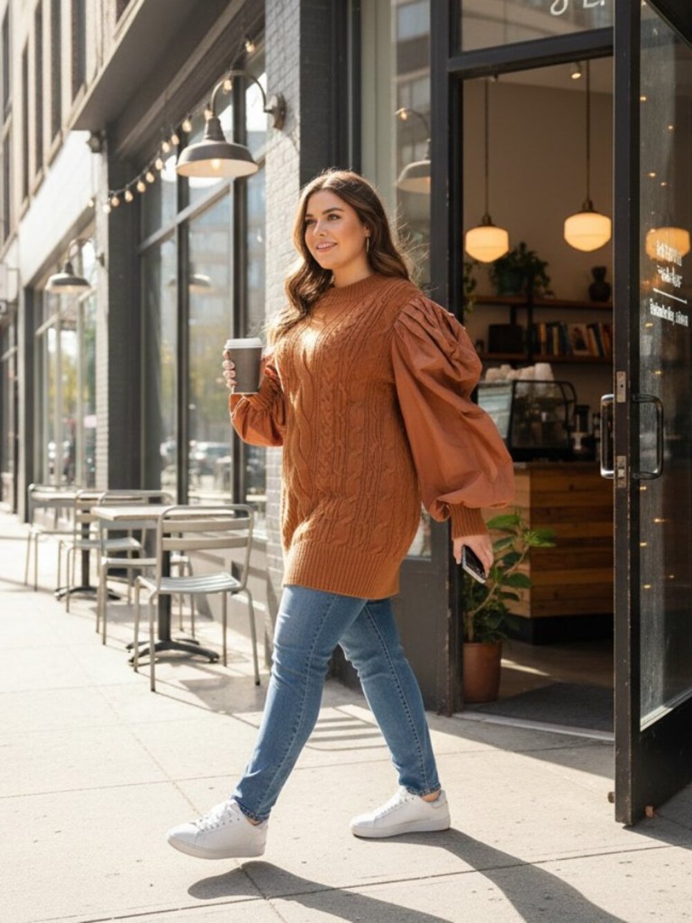 🤎 NWT Fashion Nova Cable Knit Sweater Dress – Size 1XL – Statement Puff Sleeve